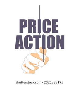 Hand holding price action text. Stock market and exchange business concept.