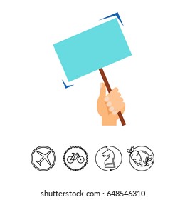 Hand holding protest banner vector icon