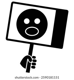 Hand Holding a Protest Sign with a Sad Emoji Vector Illustration for Activism and Social Awareness