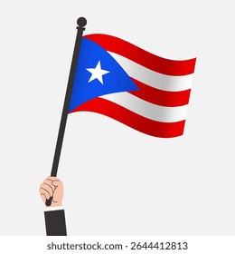 Hand Holding Puerto Rico Waving Flag