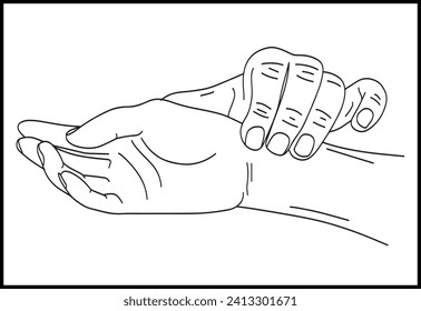 Vector de pulso de retención manual, ilustración vectorial, ilustración de control de pulso, concepto médico clipart, doodle de control de salud