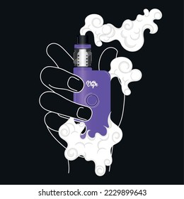 Hand, die eine violette elektronische Zigarette hält Symbol Vektorgrafik