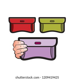 hand holding purse isolated on white background vector drawing