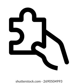 Puzzle de mano — Icono de contorno creativo con diseño audaz para resolver problemas e ideas