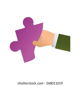 Hand holding a puzzle icon vector illustration graphic design