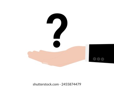 Interrogación de sujeción manual. Concepto de pregunta. Ilustración vectorial. 
