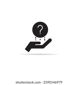 hand holding question mark icon with shadow on white background