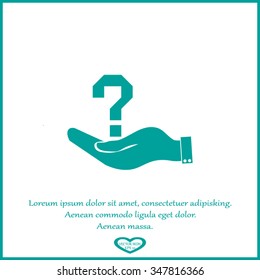 Hand holding question mark on. Vector. Hand Question Business