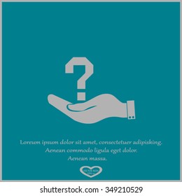 Hand holding question mark on. Vector. Hand Question Business