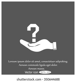 Hand holding question mark on. Vector. Hand Question Business