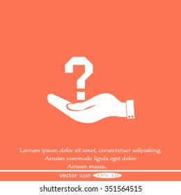 Hand holding question mark on. Vector. Hand Question Business