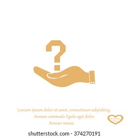 Hand holding question mark on. Vector. Hand Question Business