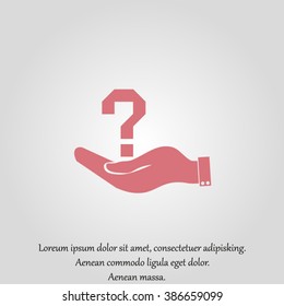 Hand holding question mark on. Vector. Hand Question Business