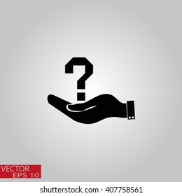 Hand holding question mark on. Vector. Hand Question Business