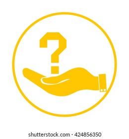 Hand holding question mark on. Vector. Hand Question Business