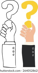 The hand holding the question mark Vector