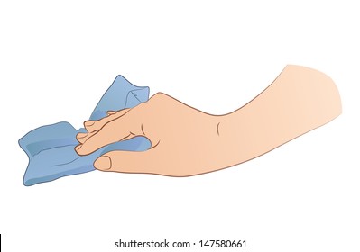 hand holding rag