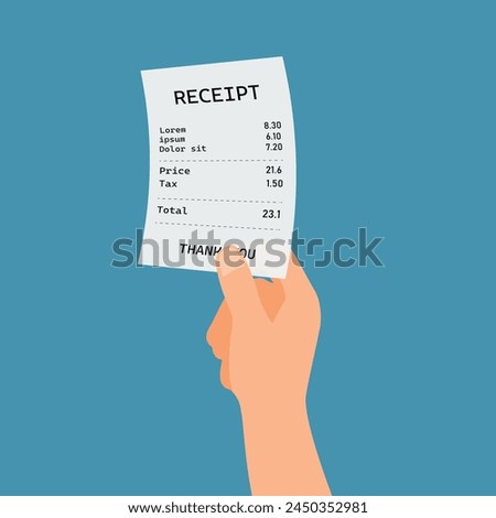 Hand holding receipt or bill