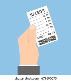 Hand holding receipt paper