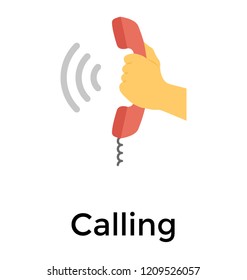Hand holding receiver symbolising calling