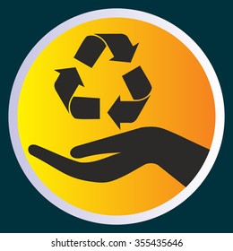 Hand holding recycle icon - Vector Illustration