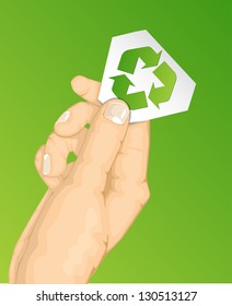 Hand holding a recycle sign eps10