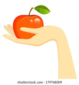 hand holding red apple