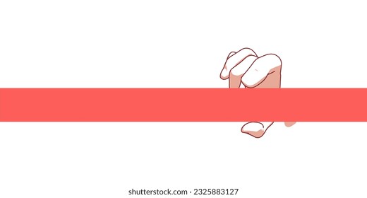 Hand, die eine rote Leerlinie hält. Textfeld