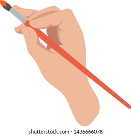 Hand holding a red brush