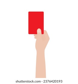 Hand Holding Red Card for Football Match. Vector Illustration. 