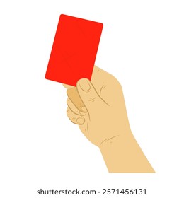 Hand holding a red card isolated on white background. Hand icon
