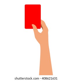 Hand Holding A Red Card Isolated On White Background