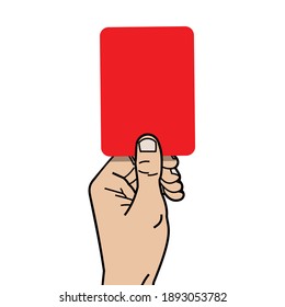 hand holding red card, vector illustration
