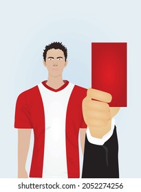 Hand holding red card. vector illustration