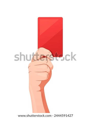 Hand holding red card vector isolated on white background.