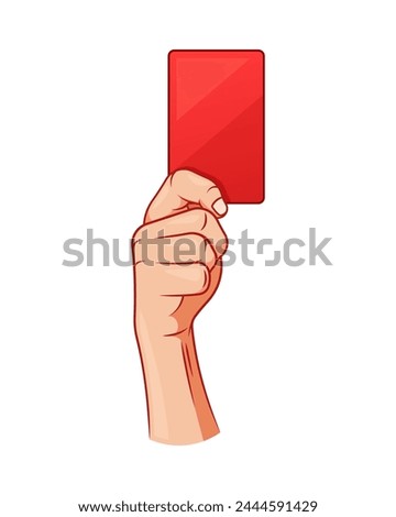 Hand holding red card vector isolated on white background.