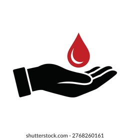 Hand is holding a red droping blood, that means hand is saving blood