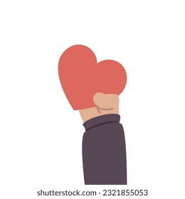 Hand holding a red heart