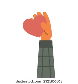 Mano sosteniendo el corazón rojo