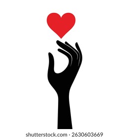 Hand Holding Red Heart Love Care Charity