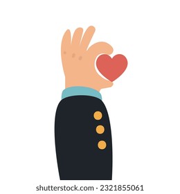 Hand holding a red heart vector