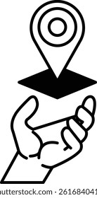 A hand holding a red marker pointing to a map