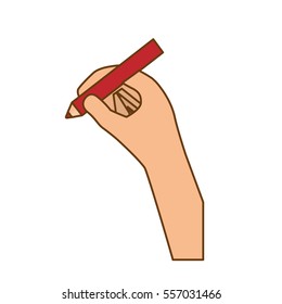 hand holding red pencil icon image vector illustration design 
