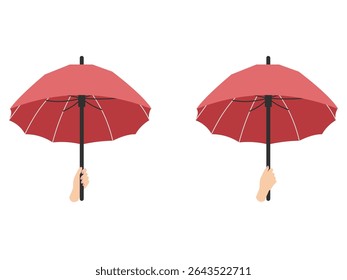 Hand holding a red umbrella