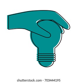 hand holding regular lightbulb icon image 