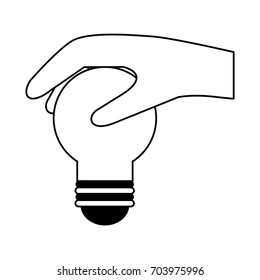 hand holding regular lightbulb icon image 