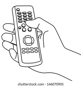 hand holding remote, illustration 