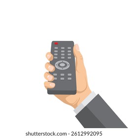 hand holding remote tv vector illustration flat design
