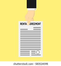 Hand holding rent agreement