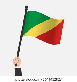 Hand Holding Republic of the Congo Waving Flag
